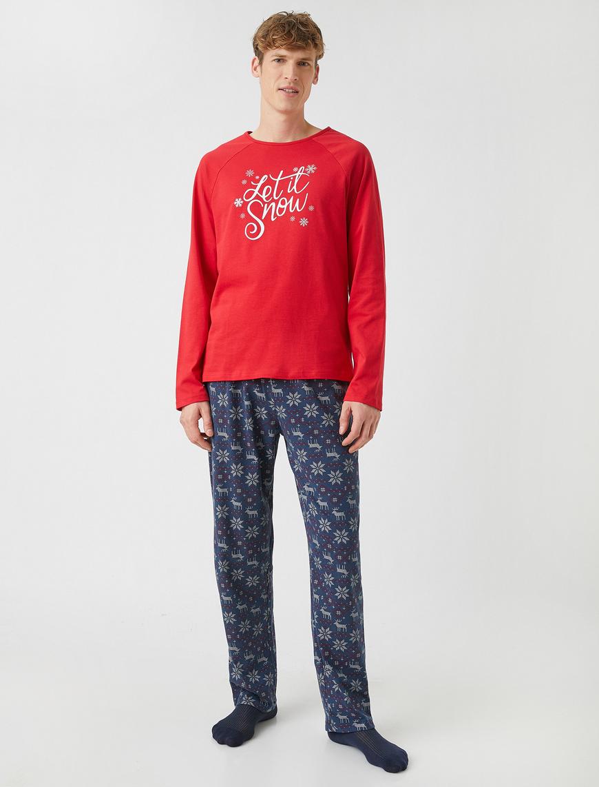   Yılbaşı Temalı Uzun Kollu Pijama Takımı