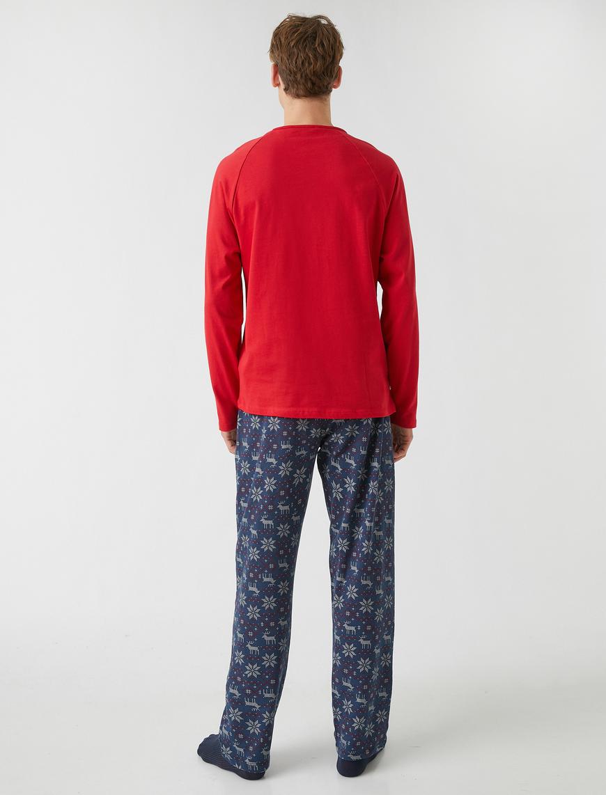   Yılbaşı Temalı Uzun Kollu Pijama Takımı