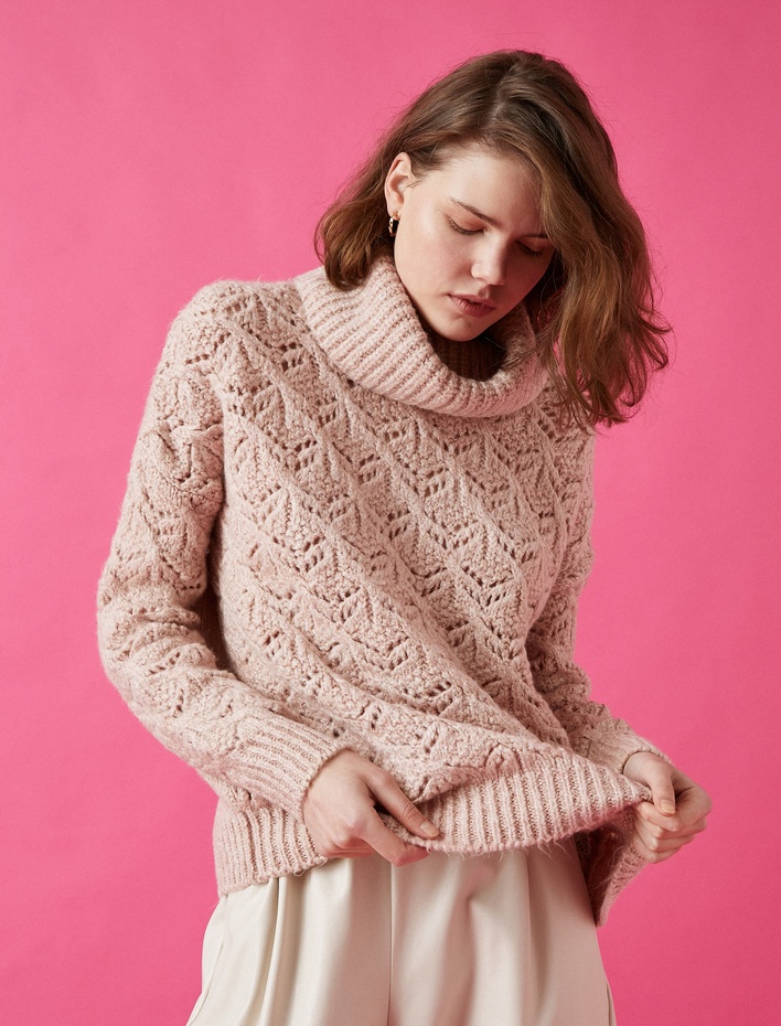  Balıkçı Yaka Uzun Kollu Triko Kazak