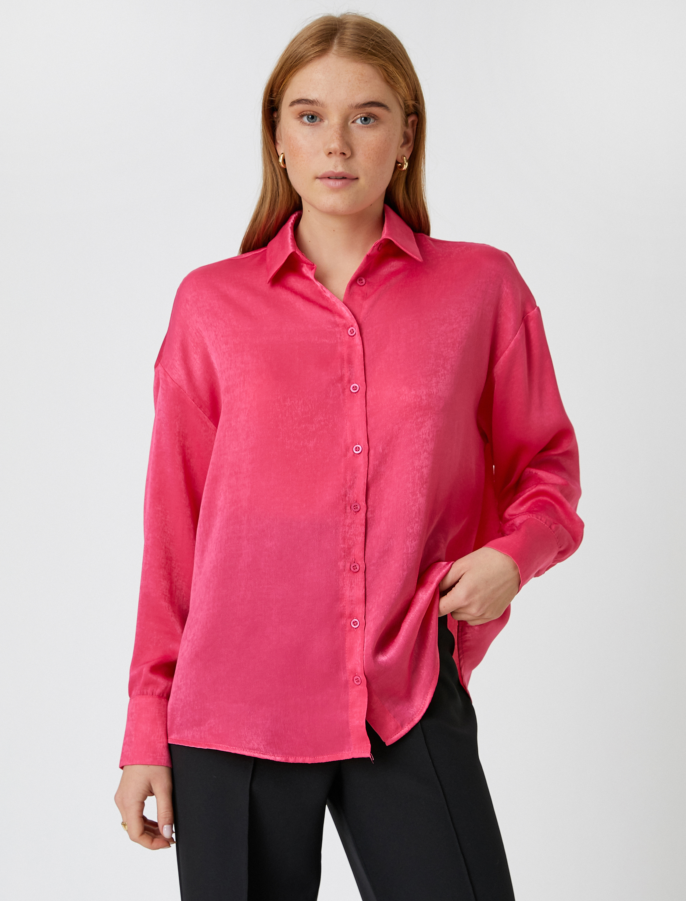   Uzun Kollu Saten Gömlek