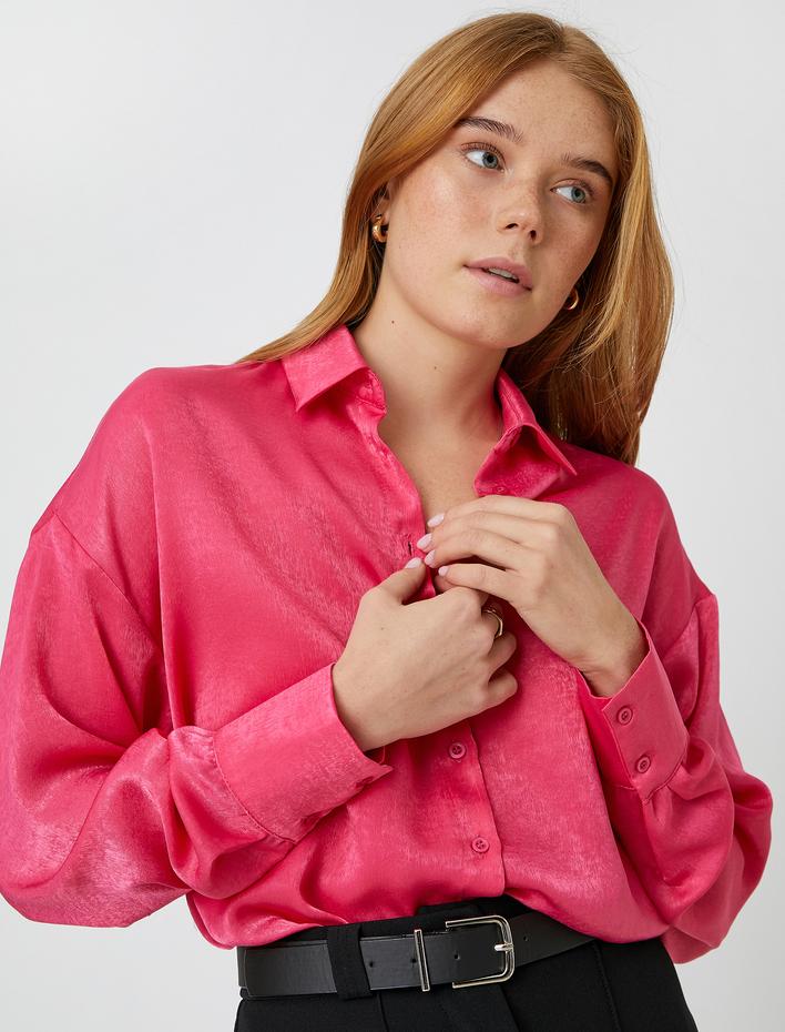  Uzun Kollu Saten Gömlek