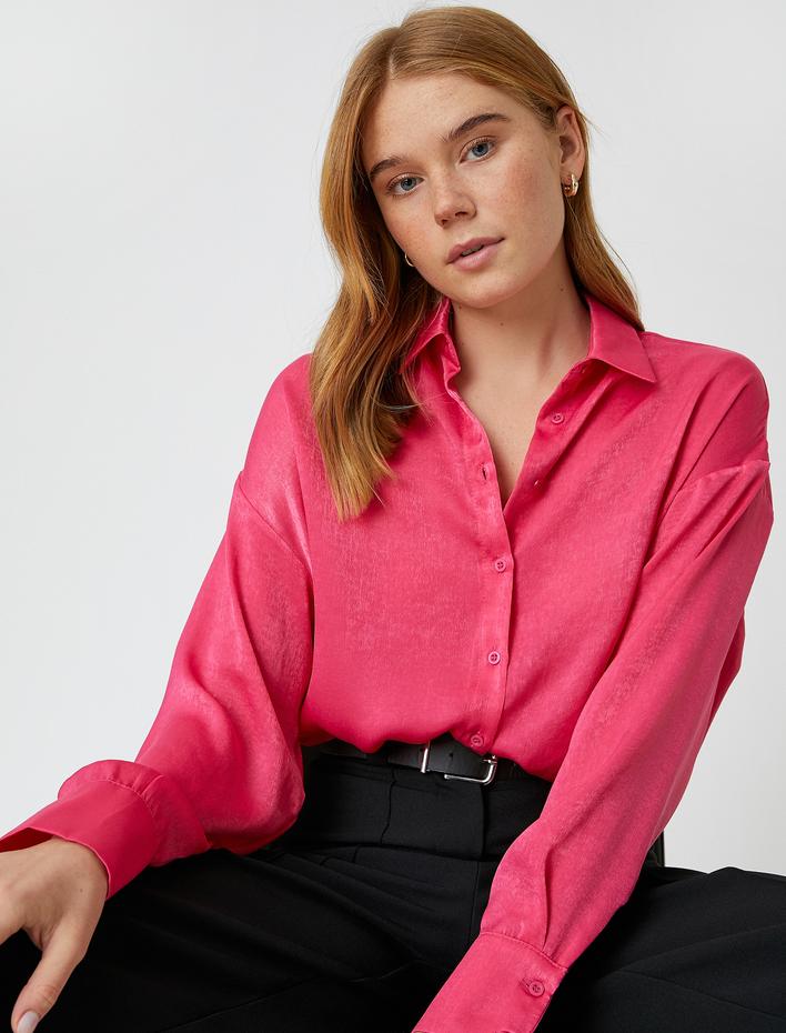  Uzun Kollu Saten Gömlek