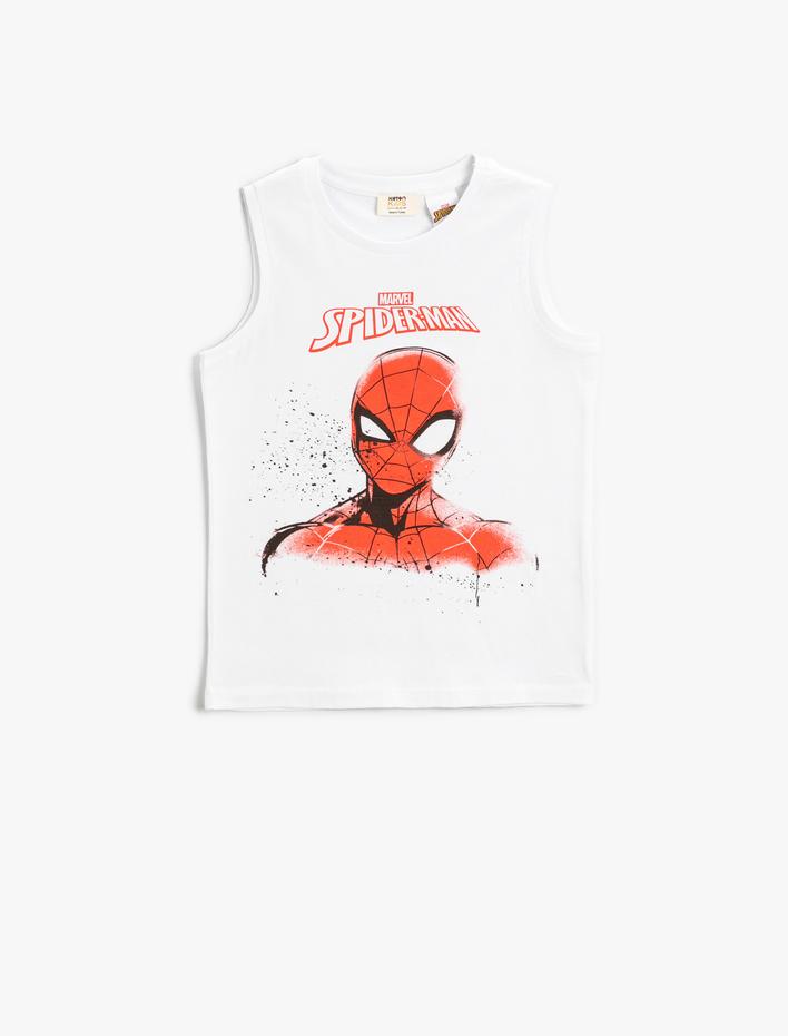 Erkek Çocuk Spiderman Baskılı Lisanslı Atlet Bisiklet Yaka  Pamuklu