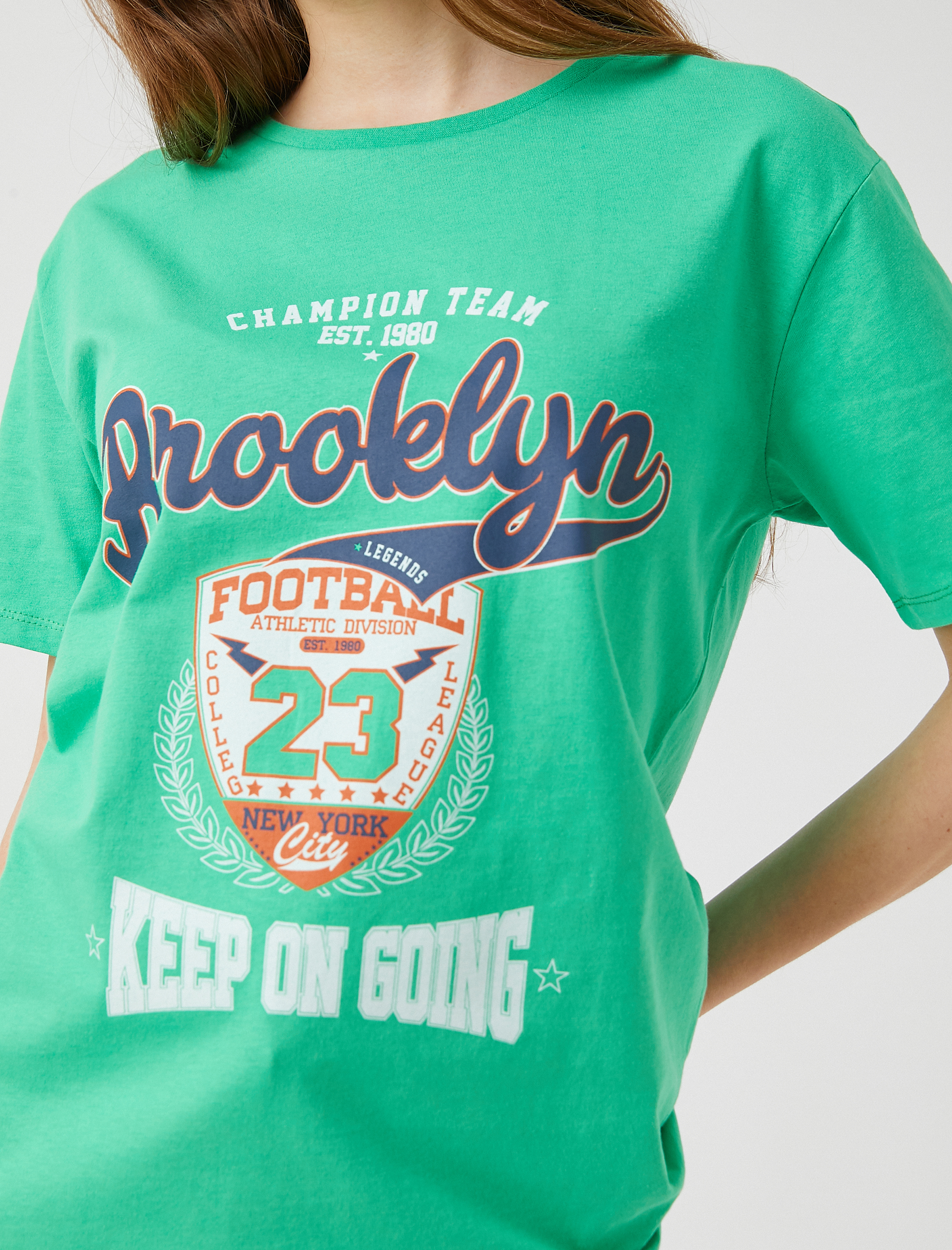   Baskılı Tişört Bisiklet Yaka Pamuklu