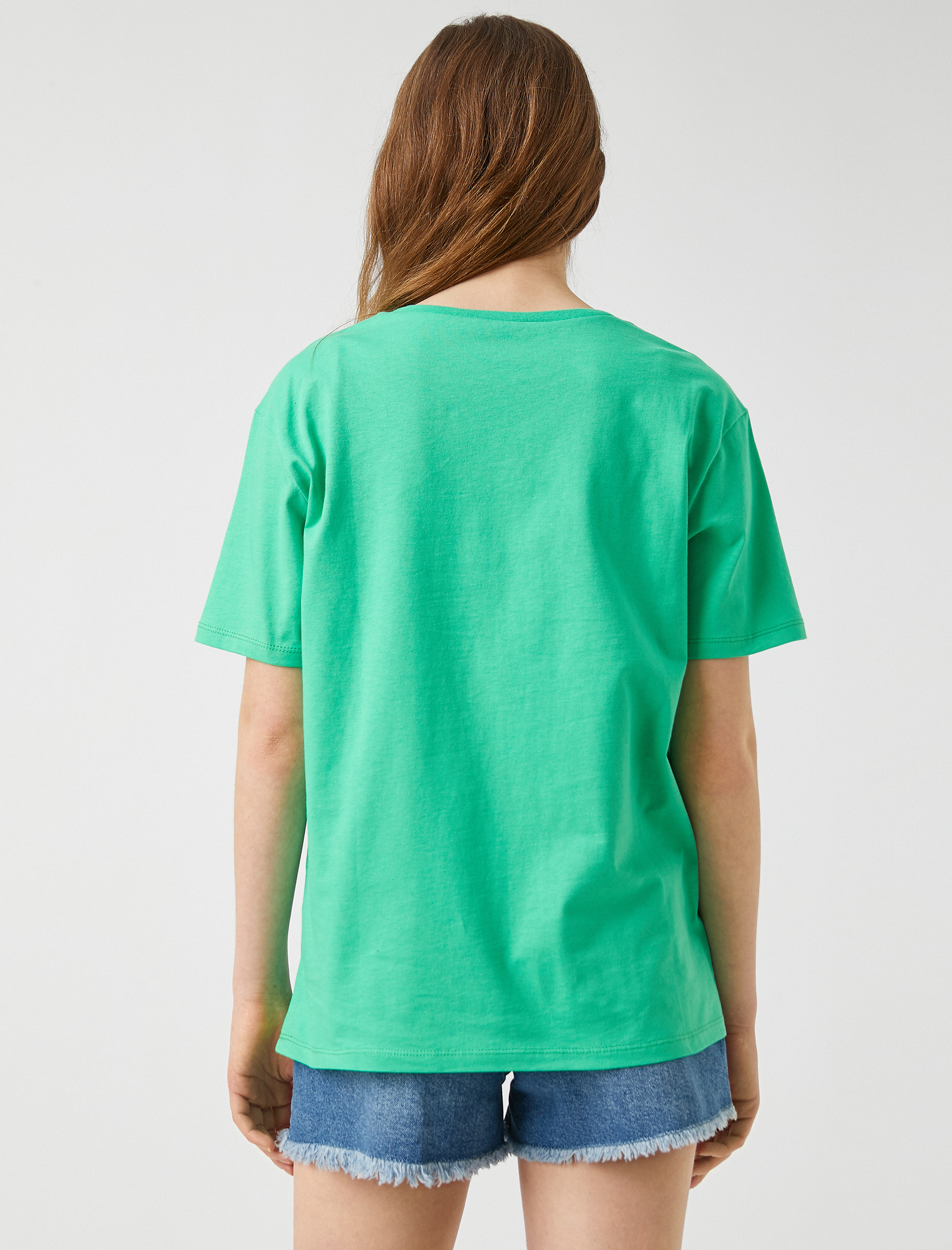   Baskılı Tişört Bisiklet Yaka Pamuklu