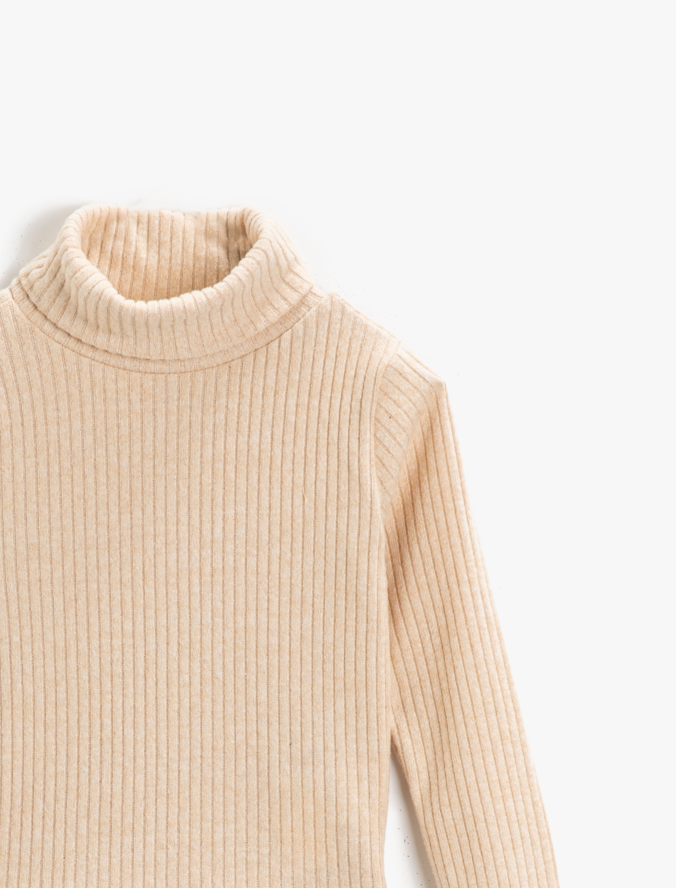  Kız Çocuk Dokulu Boğazlı Uzun Kollu Tişört