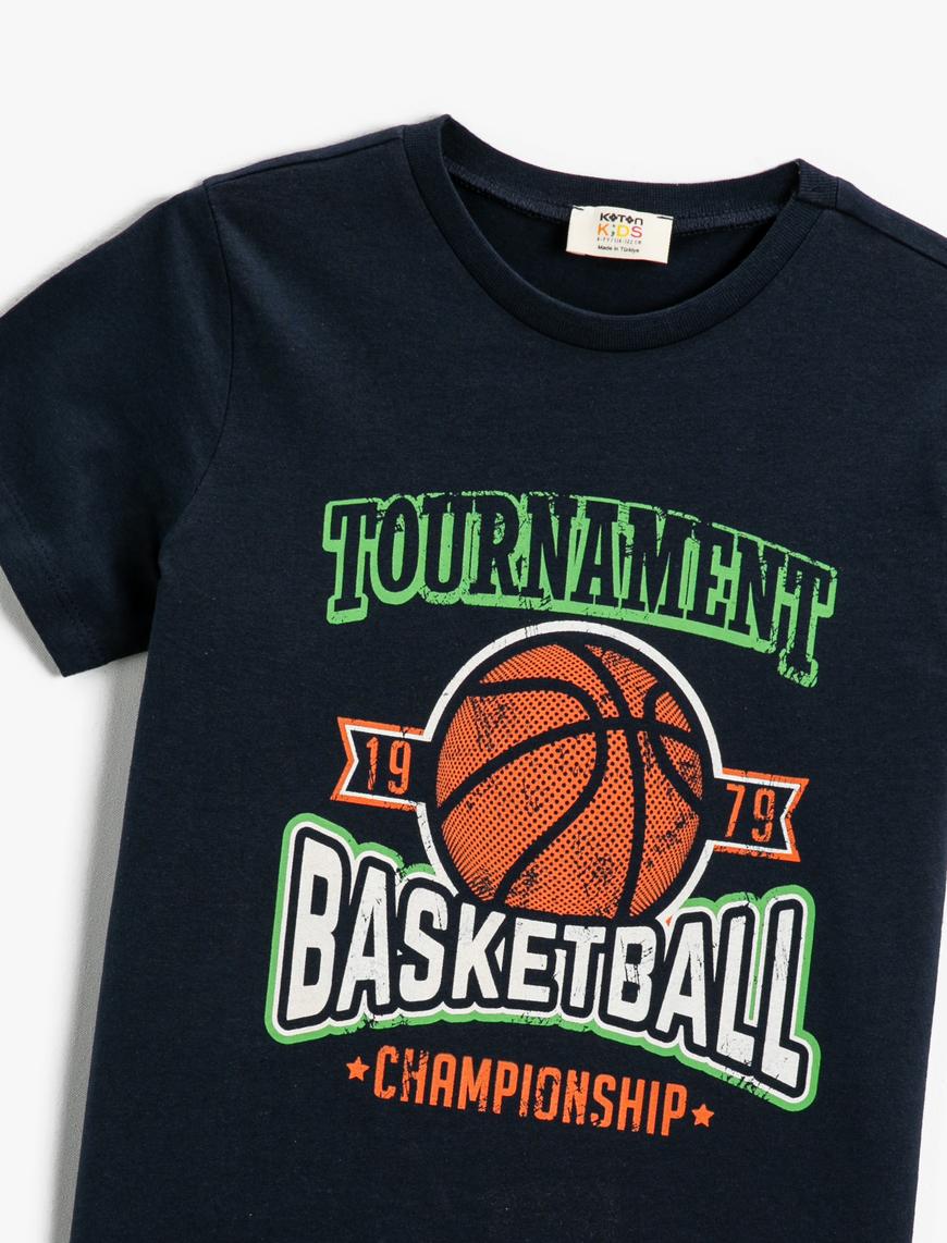  Erkek Çocuk Basketbol Baskılı Tişört Pamuklu