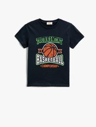 Basketbol Baskılı Tişört Pamuklu