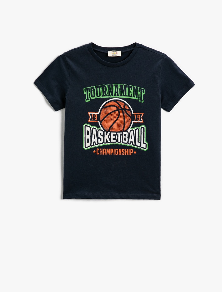 Erkek Çocuk Basketbol Baskılı Tişört Pamuklu