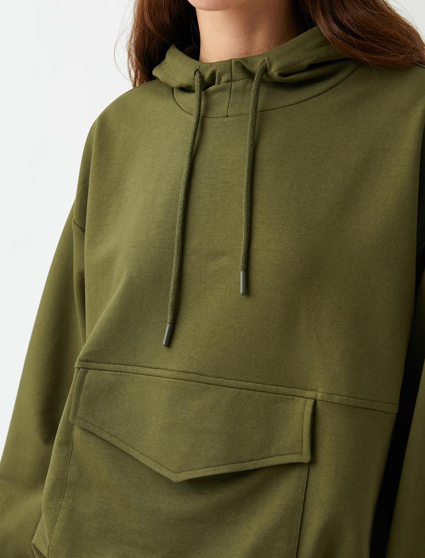   Kapüşonlu Pamuklu Sweatshirt