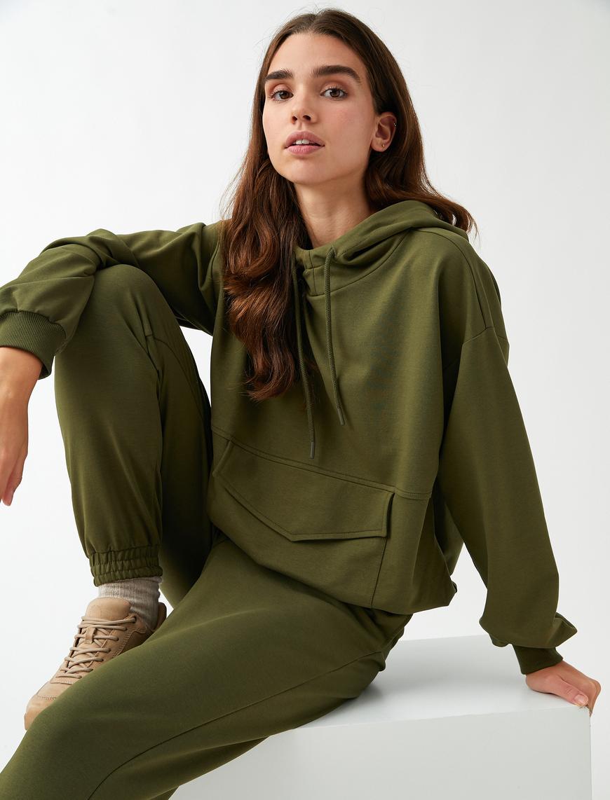   Kapüşonlu Pamuklu Sweatshirt