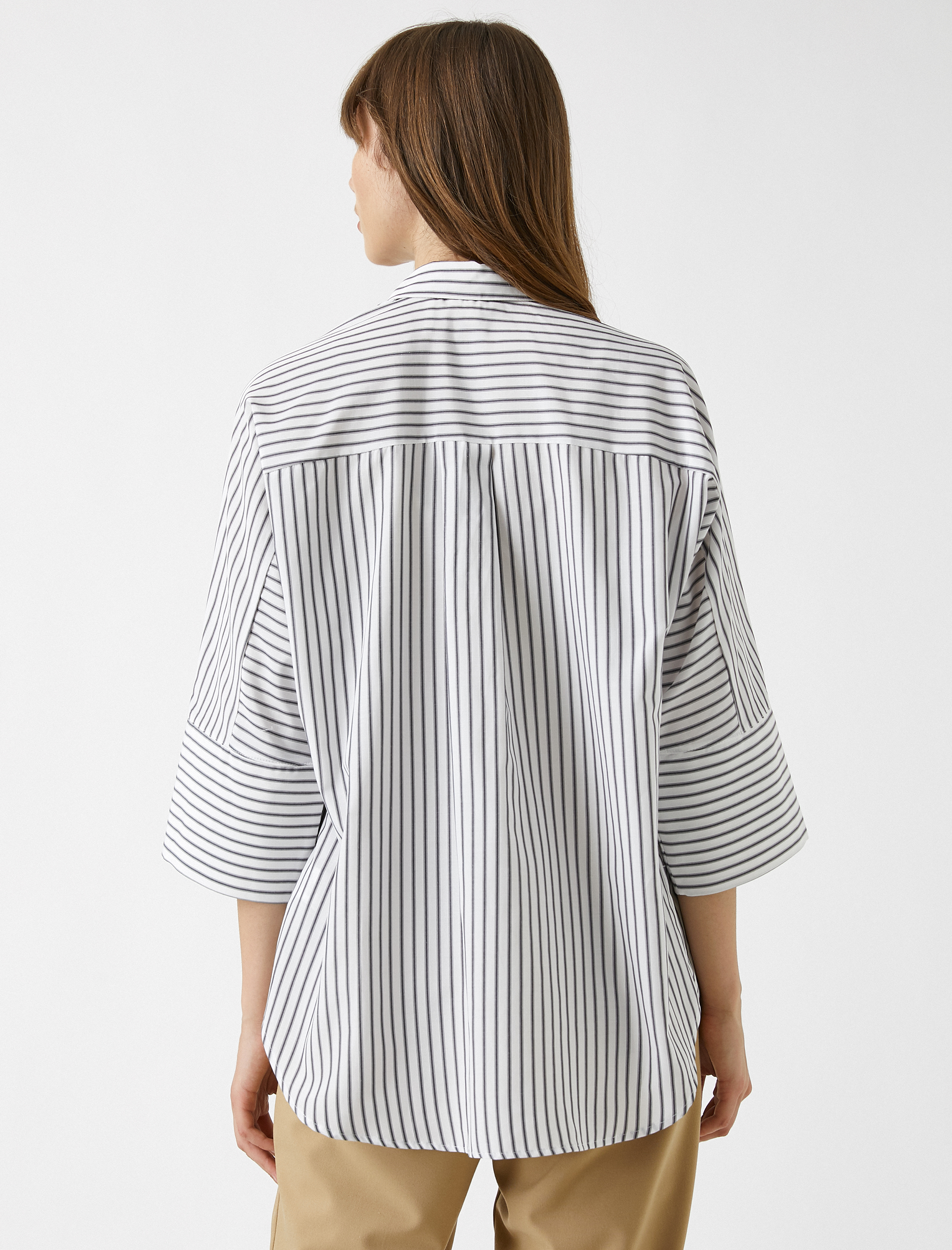   Çizgili Oversize Gömlek Uzun Kollu