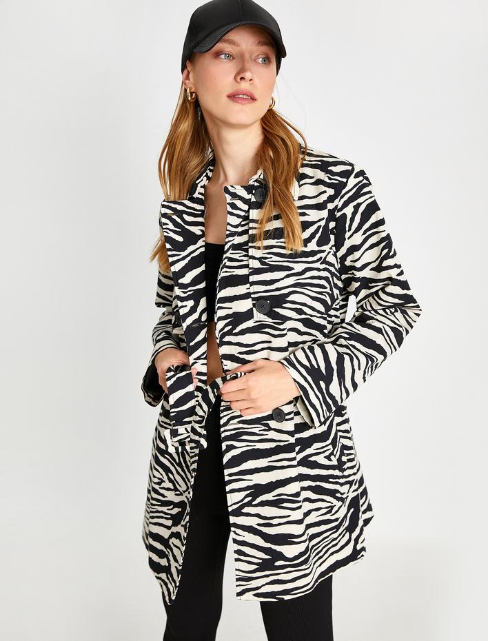  Zebra Desenli Trençkot
