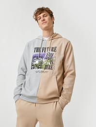 Kaplan Baskılı Kapüşonlu Sweatshirt