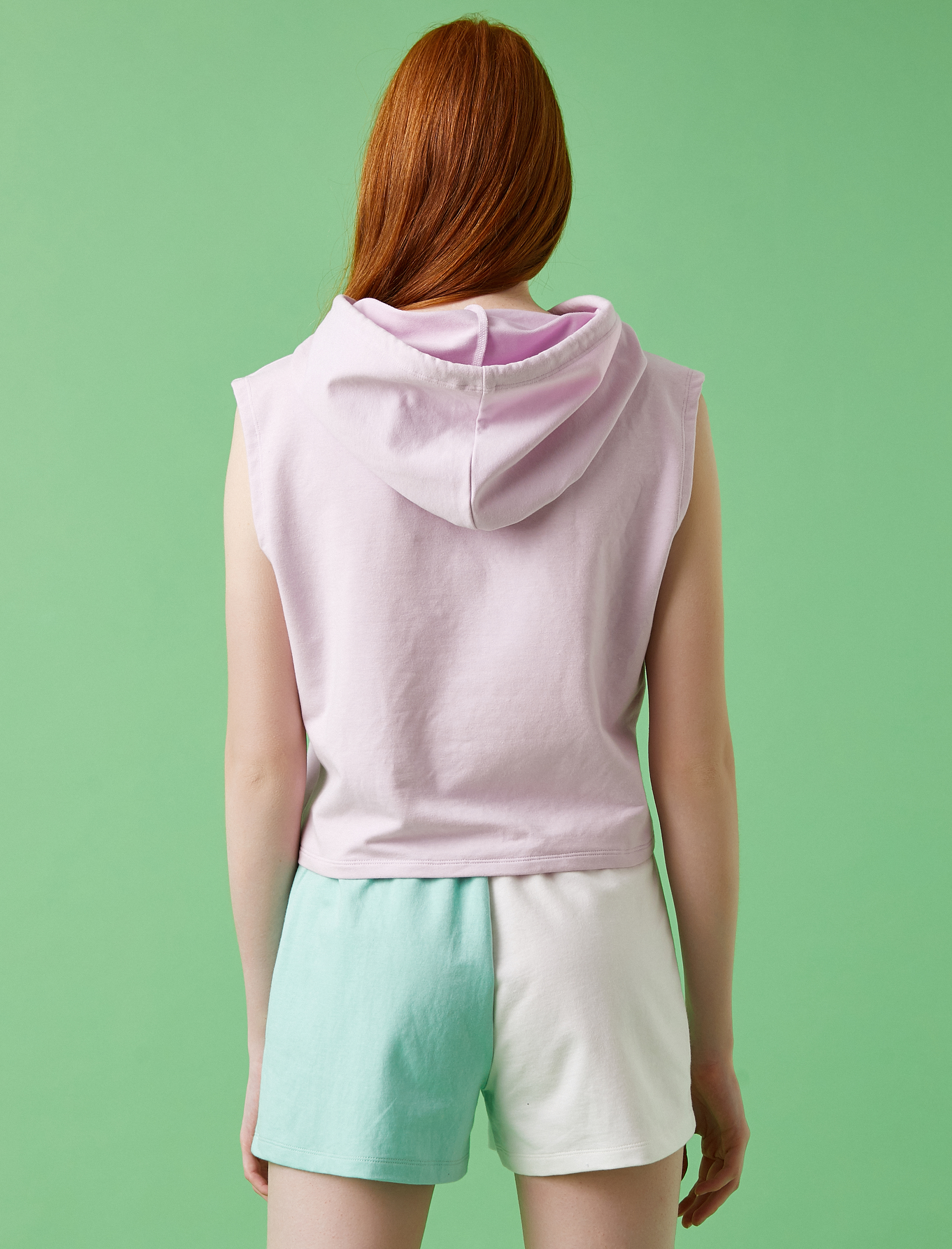   Kapüşonlu Atlet Sloganlı Pamuklu