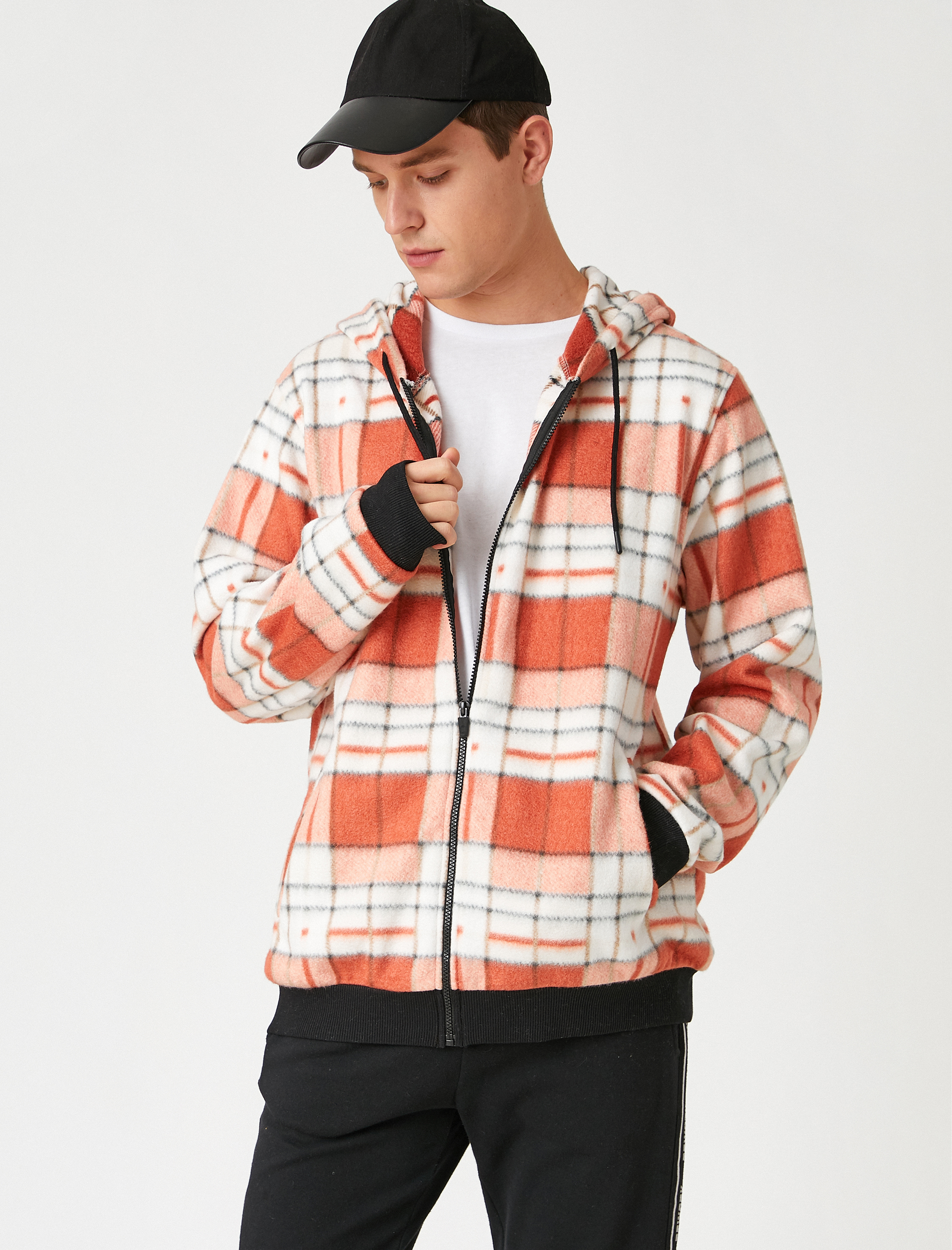   Ekose Polar Kapşonlu Sweatshirt