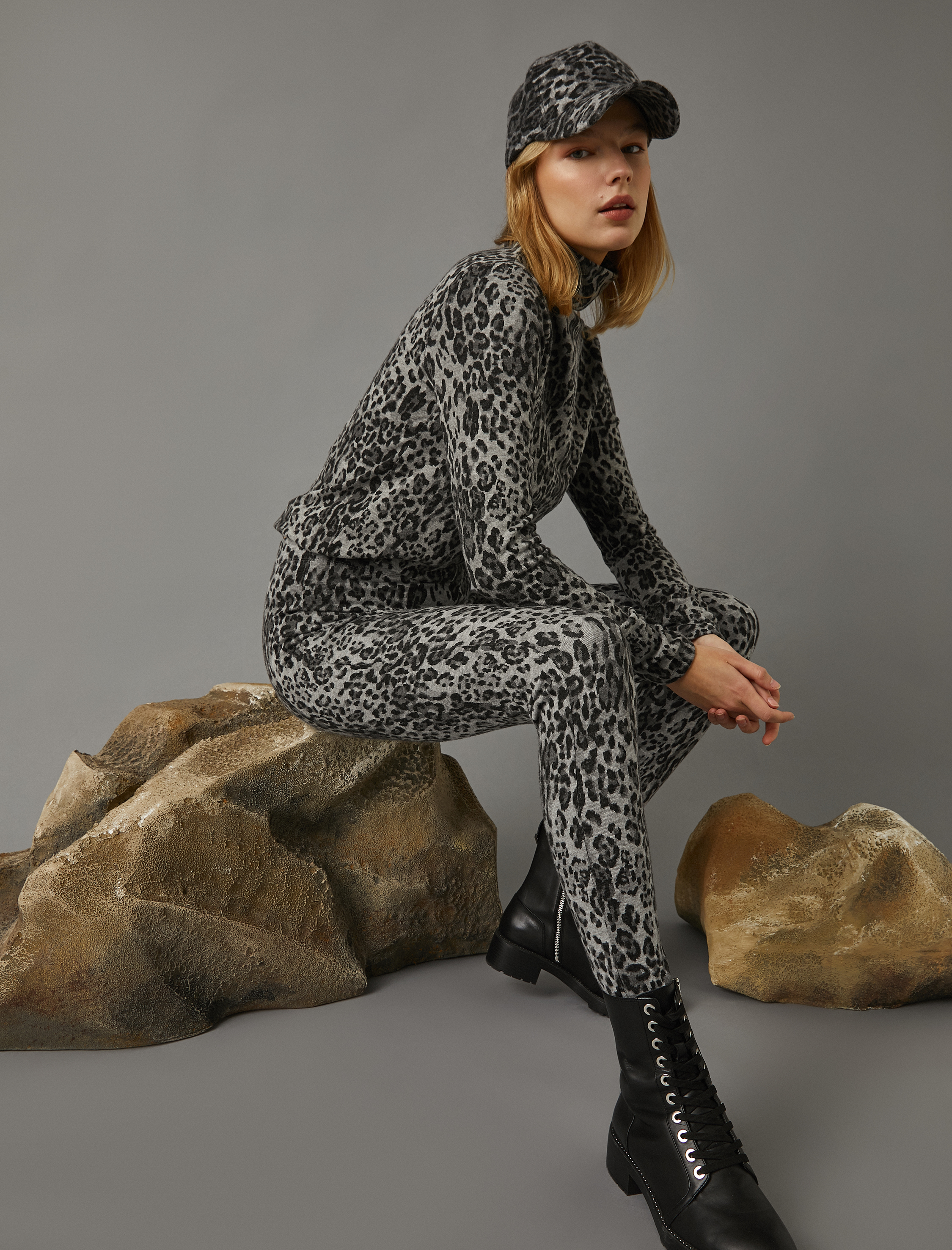   Leopar Desenli Slim Pantolon