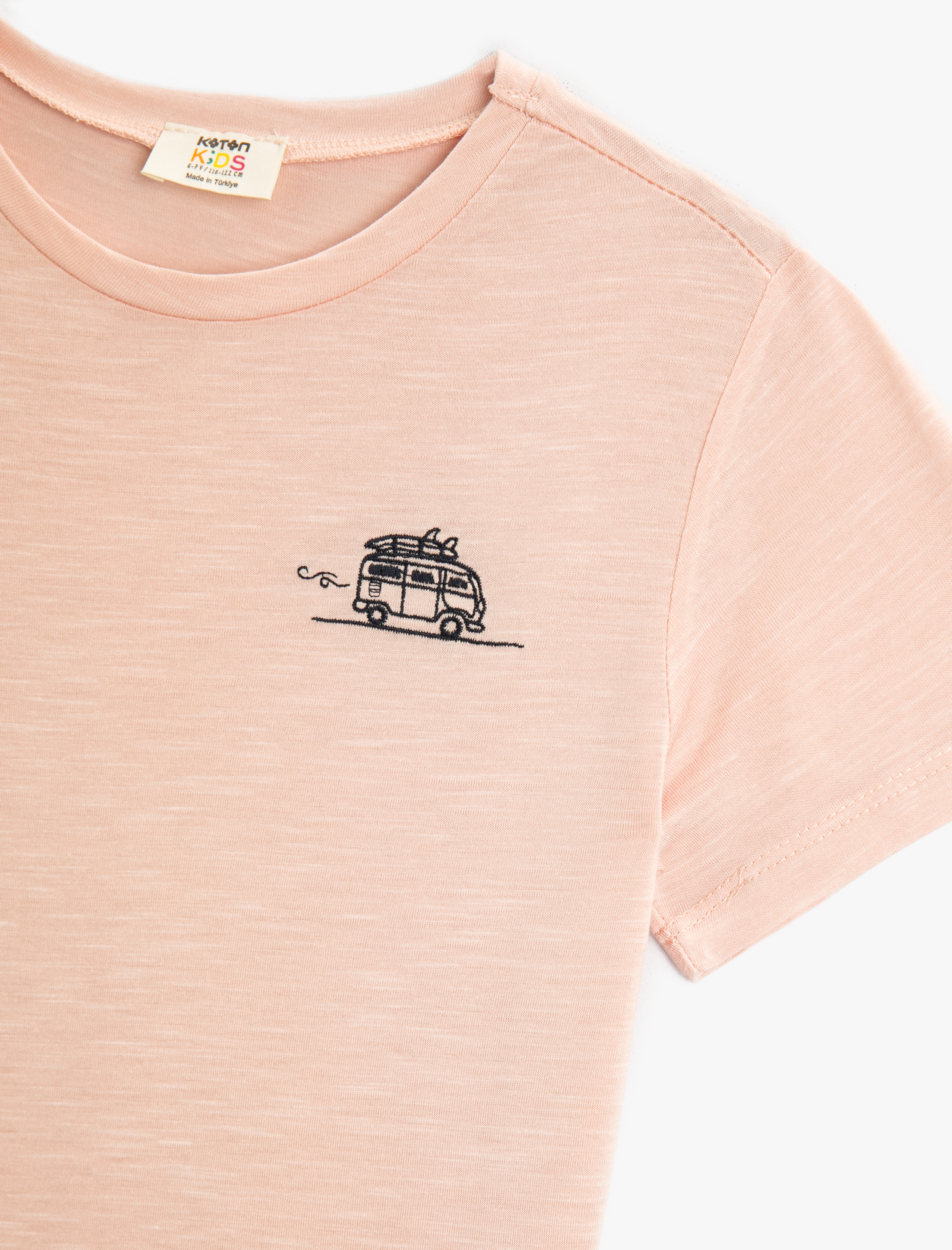  Erkek Çocuk İşlemeli Tişört Kısa Kollu Bisiklet Yaka