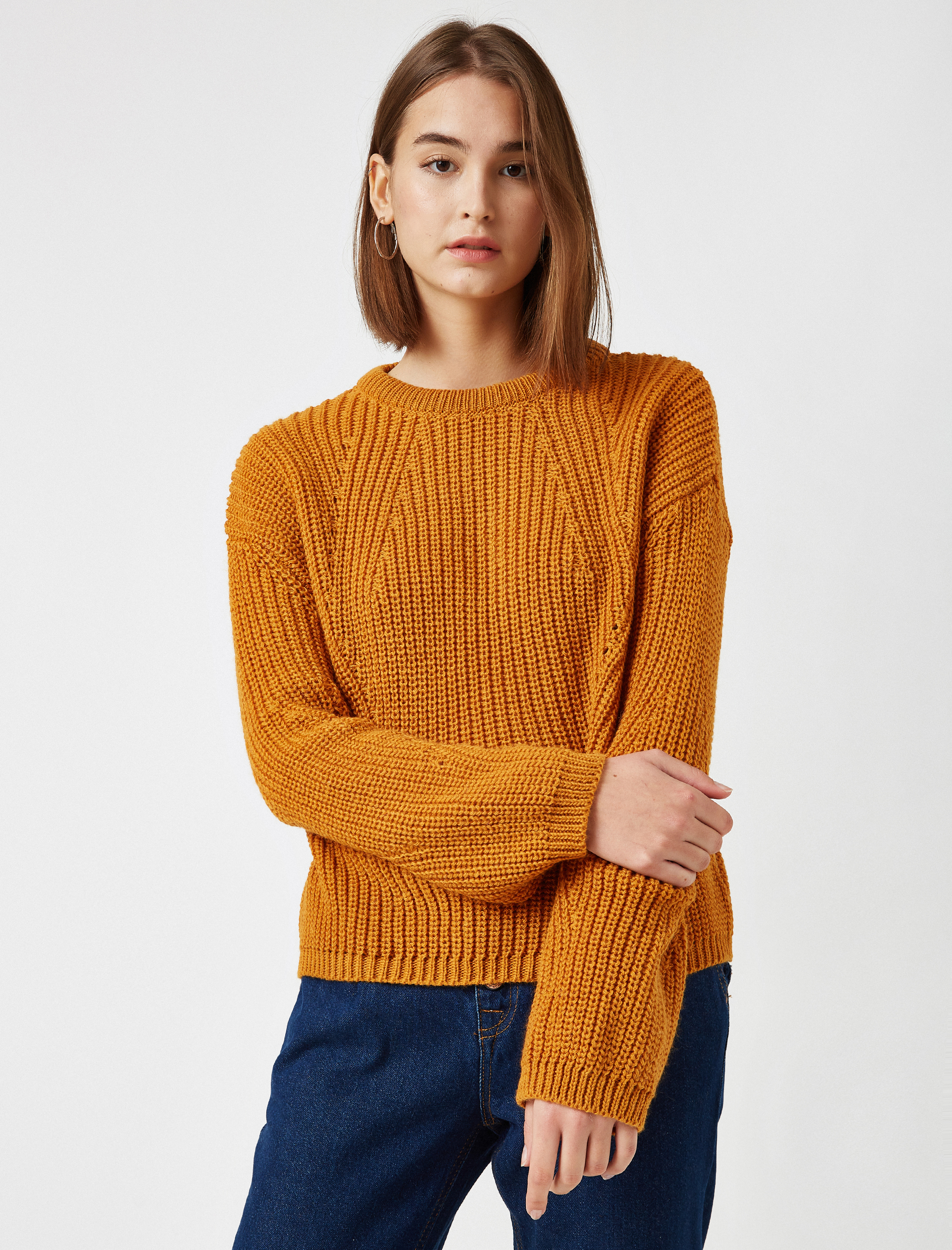   Bisiklet Yaka Uzun Kollu Triko Kazak