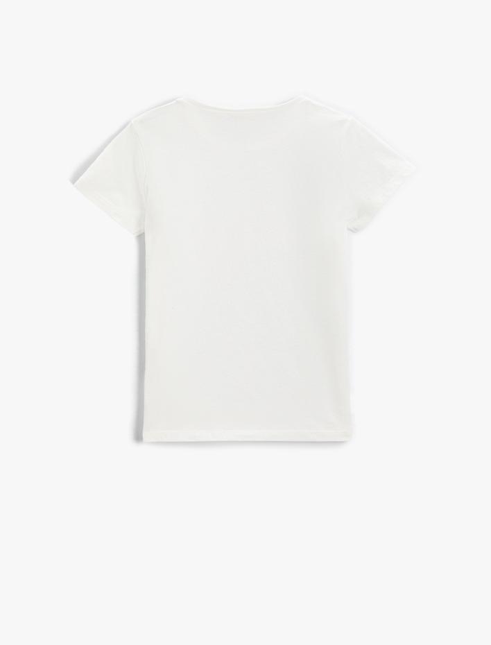 Kız Çocuk Unicorn Payetli Kısa Kollu Tişört Pamuklu