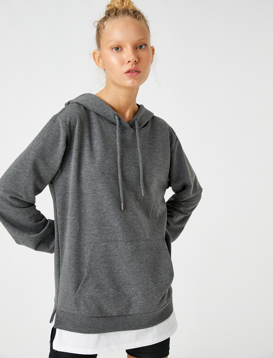  Kapüşonlu Cepli Sweatshirt
