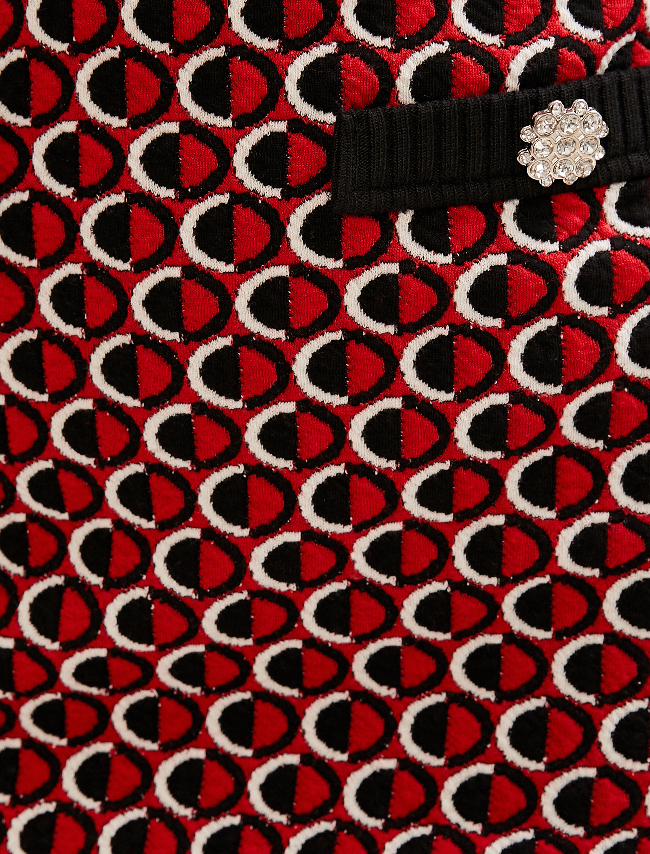   Geometrik Desenli Taşlı Mini Etek