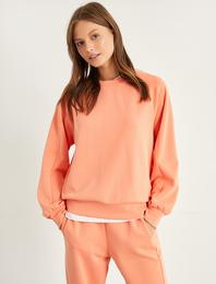 Bisiklet Yaka Uzun Kollu Pijama Üstü