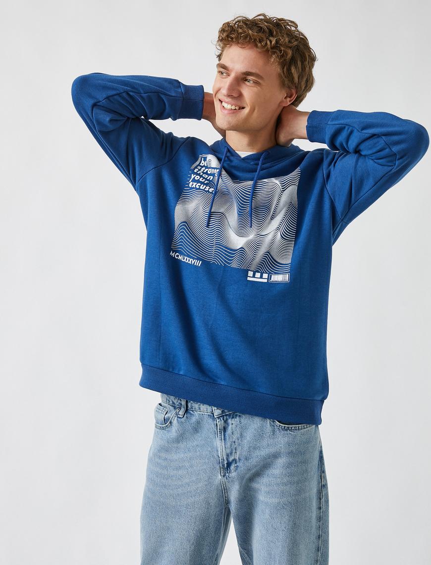   Baskılı Kapüşonlu Sweatshirt