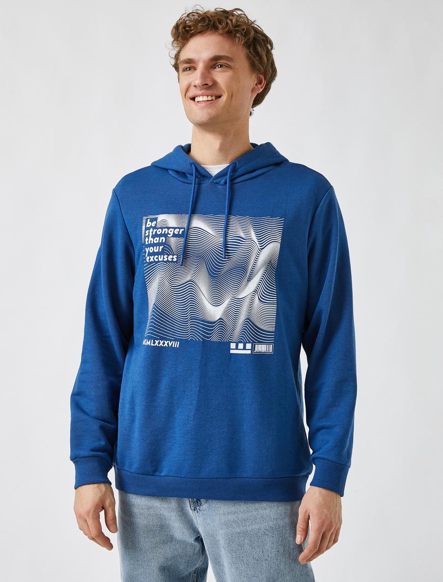   Baskılı Kapüşonlu Sweatshirt
