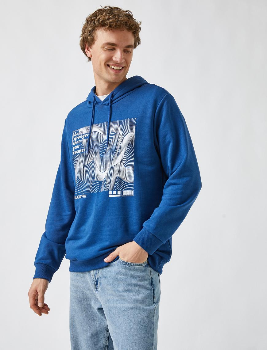   Baskılı Kapüşonlu Sweatshirt