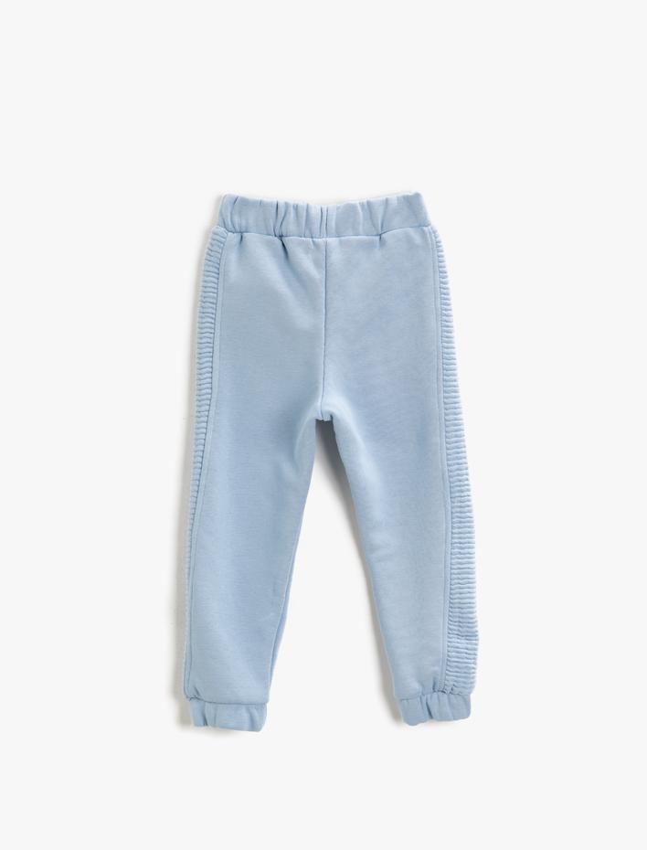 Kız Çocuk Basic Jogger Eşofman Altı Pamuklu Kenarları Dokulu