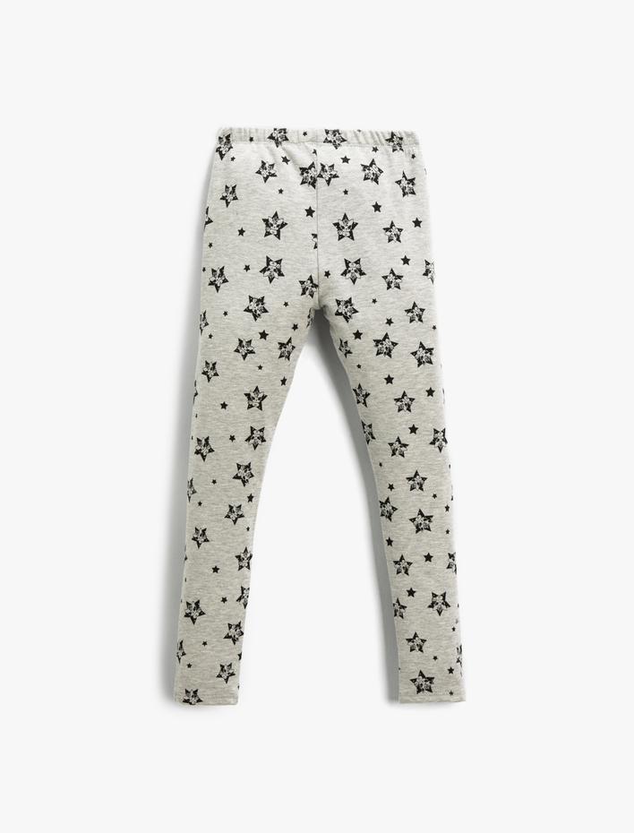 Kız Çocuk Baskılı Tayt Elastik Bel Bantlı