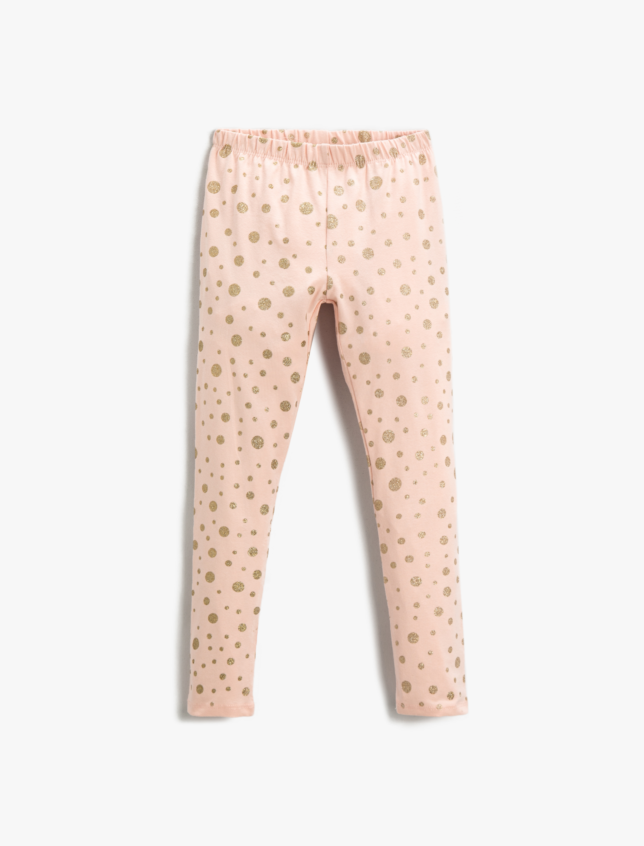  Kız Çocuk Parlak Desenli Tayt Beli Lastikli Pamuklu