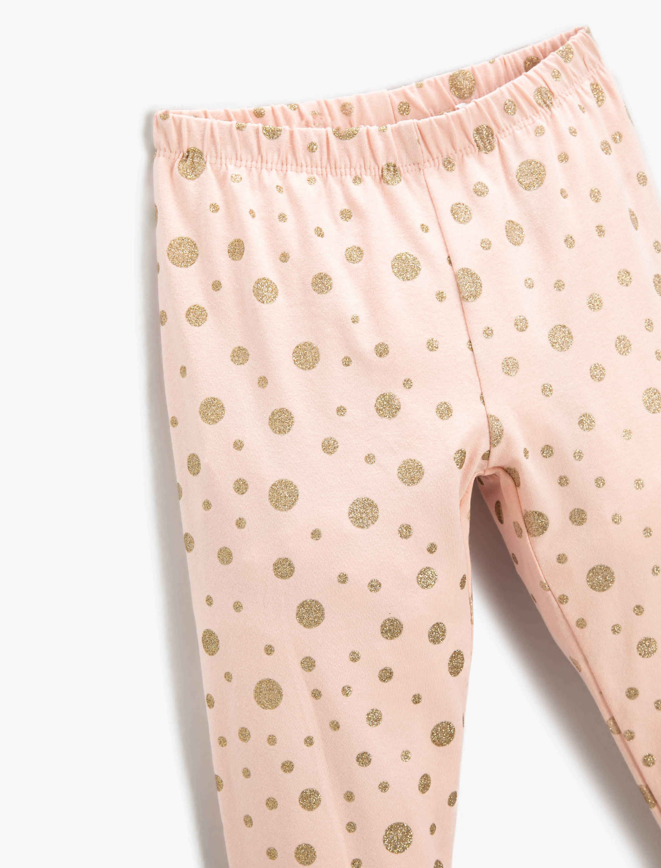  Kız Çocuk Parlak Desenli Tayt Beli Lastikli Pamuklu