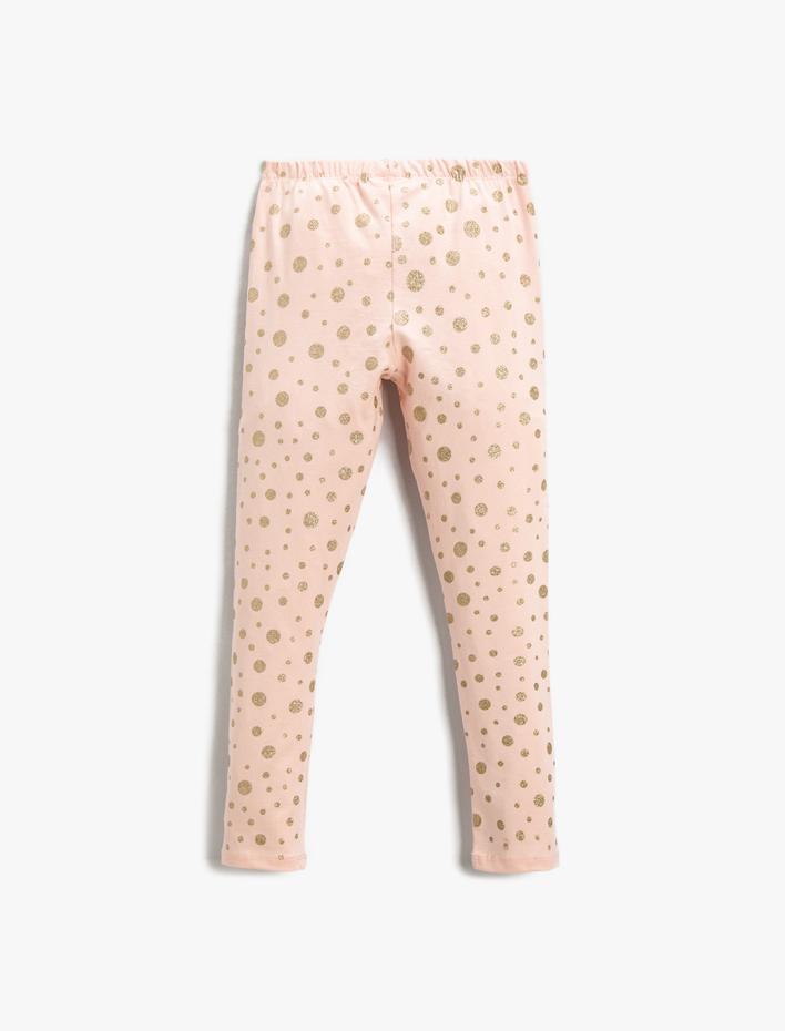 Kız Çocuk Parlak Desenli Tayt Beli Lastikli Pamuklu