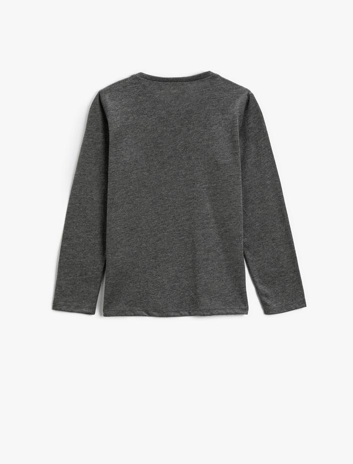 Kız Çocuk Unicorn Baskılı Uzun Kollu Tişört Bisiklet Yaka