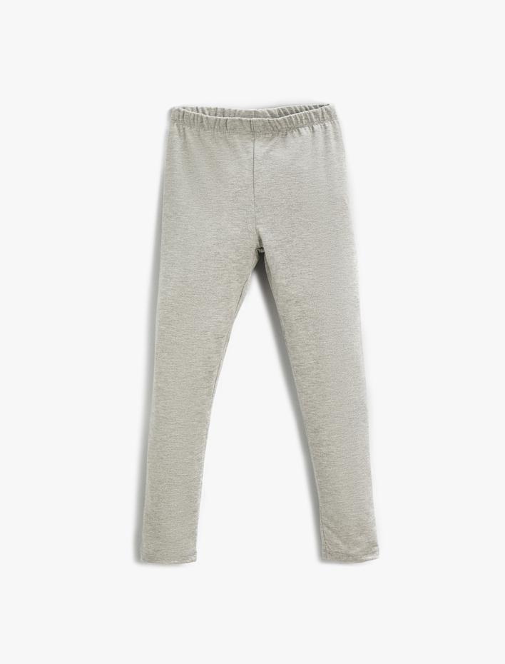 Kız Çocuk Basic Beli Lastikli Tayt Simli