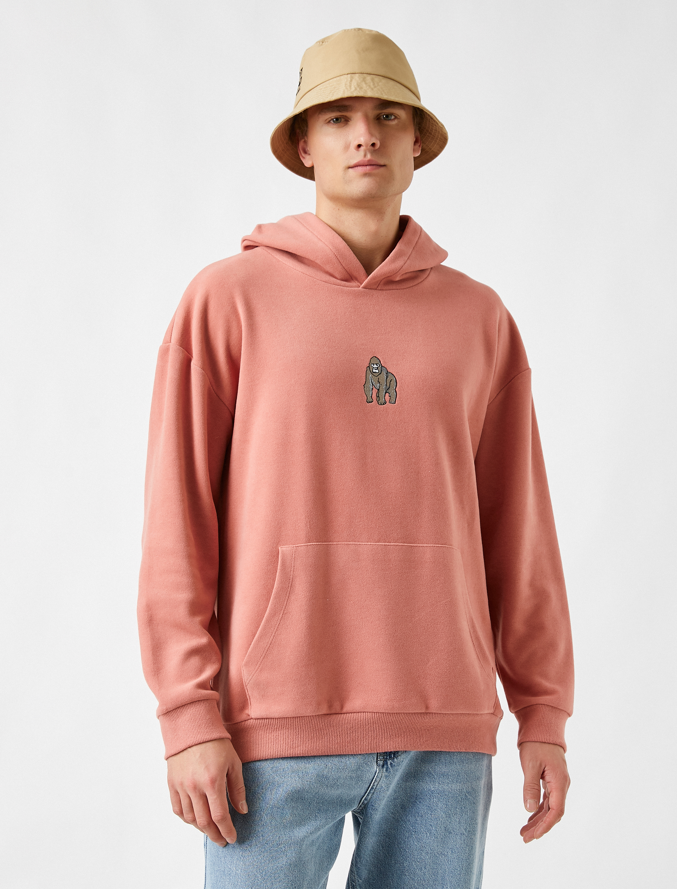   Goril İşlemeli Kapüşonlu Sweatshirt