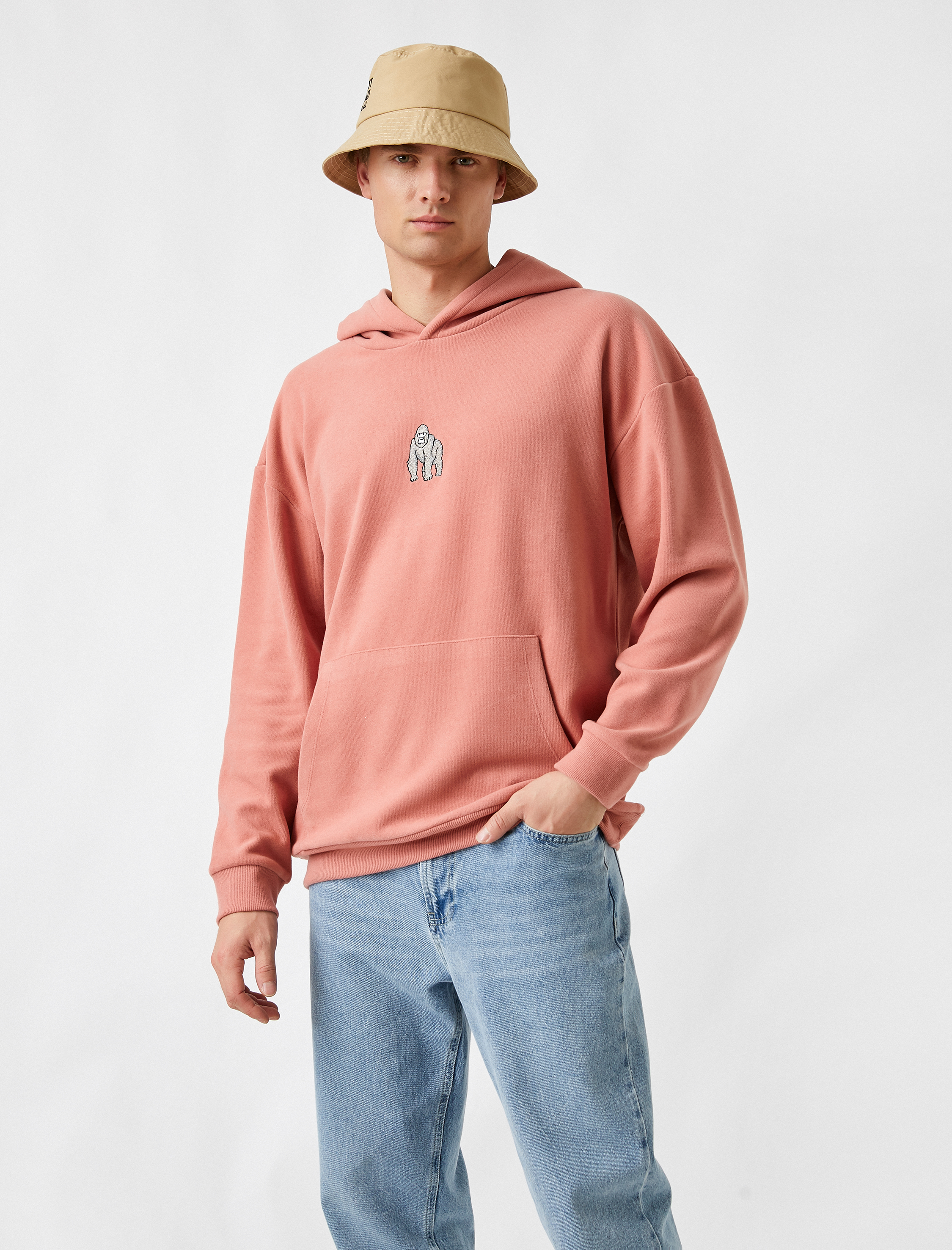   Goril İşlemeli Kapüşonlu Sweatshirt