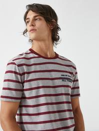Baskılı Çizgili Tişört