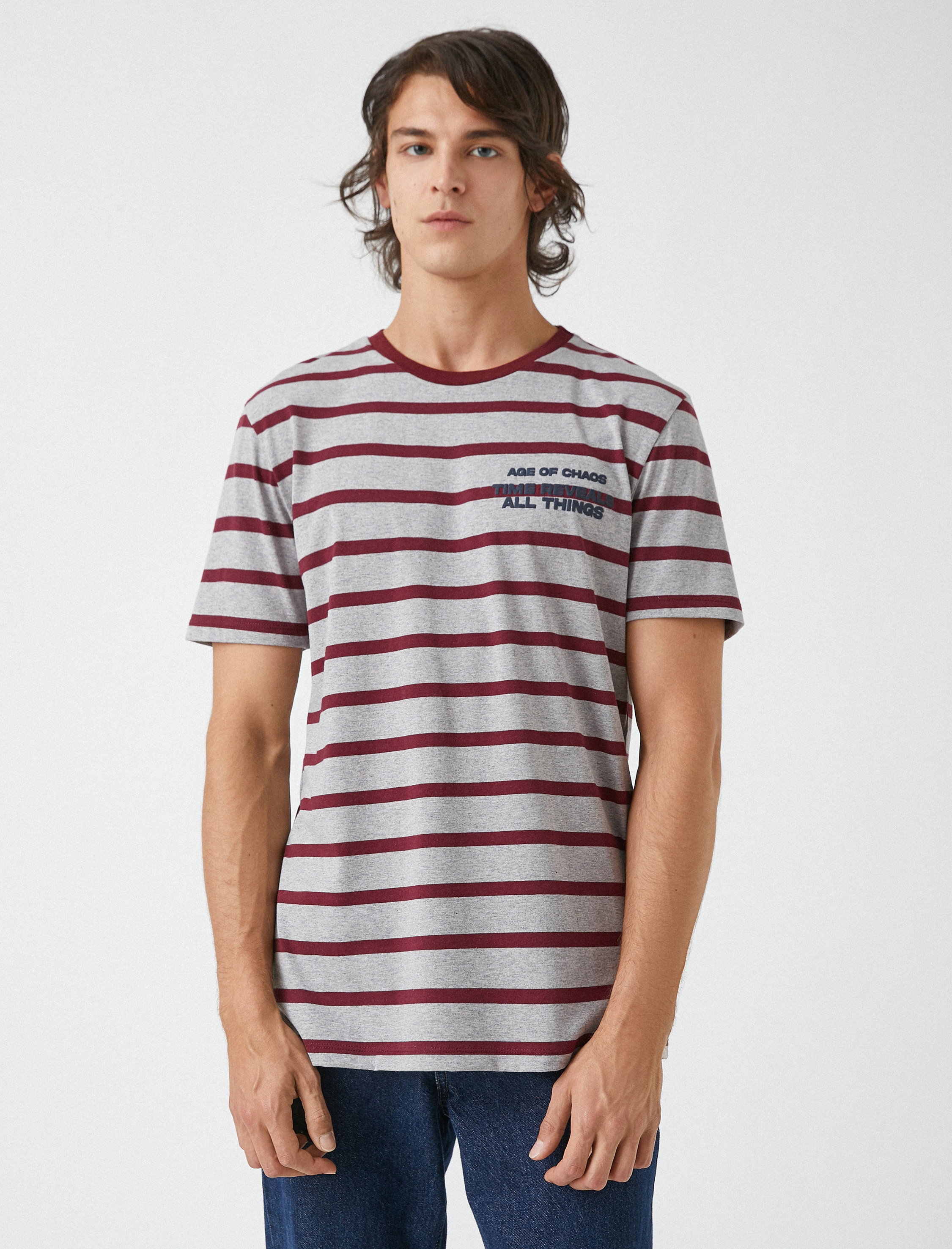   Baskılı Çizgili Tişört