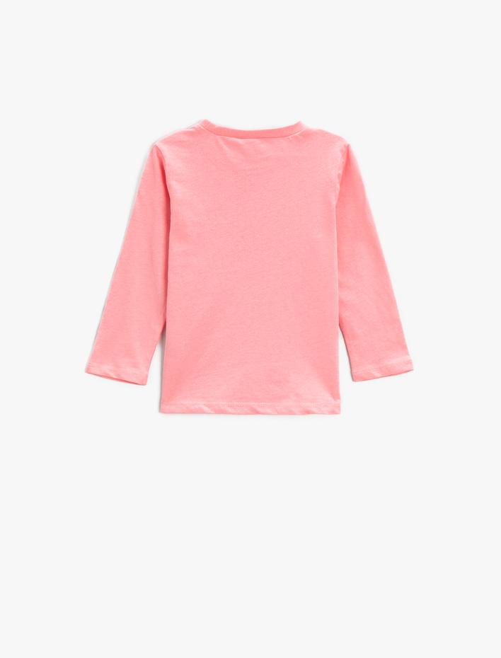 Kız Bebek Baskılı Tişört Uzun Kollu Bisiklet Yaka