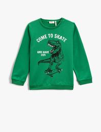 Sweatshirt Uzun Kollu Baskılı Bisiklet Yaka