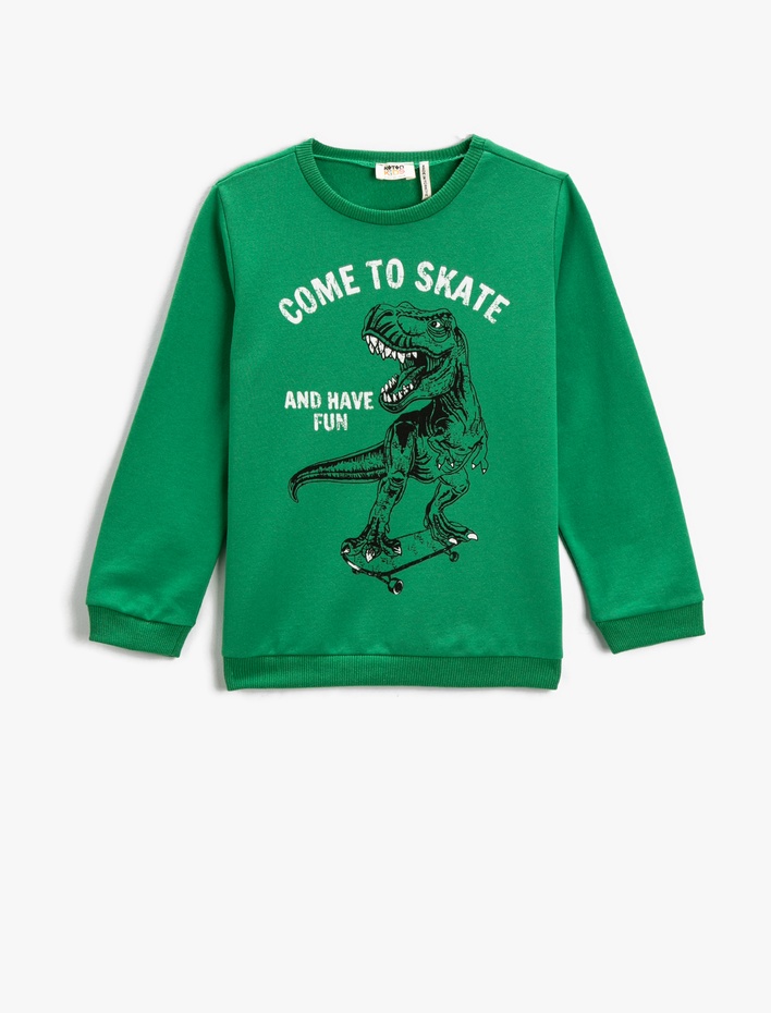 Erkek Çocuk Sweatshirt Uzun Kollu Baskılı Bisiklet Yaka