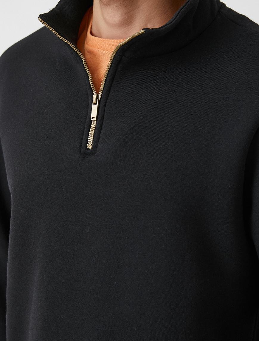   Yarım Fermuarlı Basic Sweatshirt