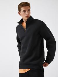 Yarım Fermuarlı Basic Sweatshirt