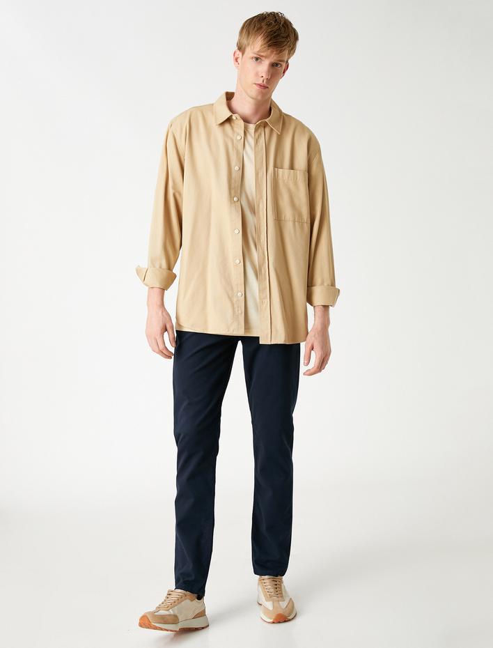  Basic Kanvas Pantolon Cep Detaylı Pamuklu