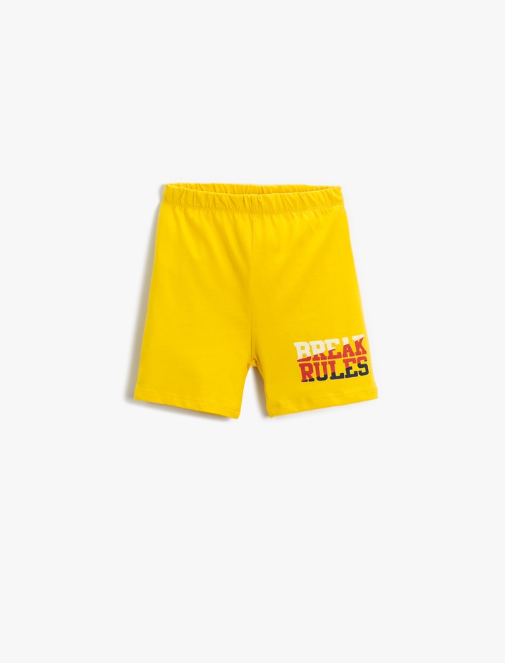 Erkek Bebek Slogan Baskılı Şort Pamuklu