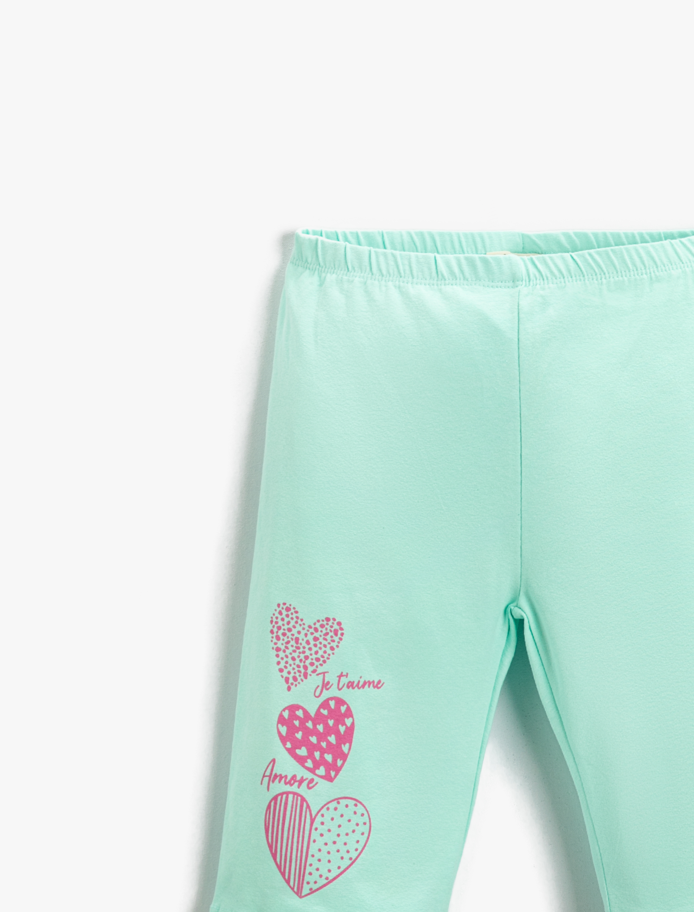  Kız Çocuk Kalp Baskılı Tayt Pamuklu