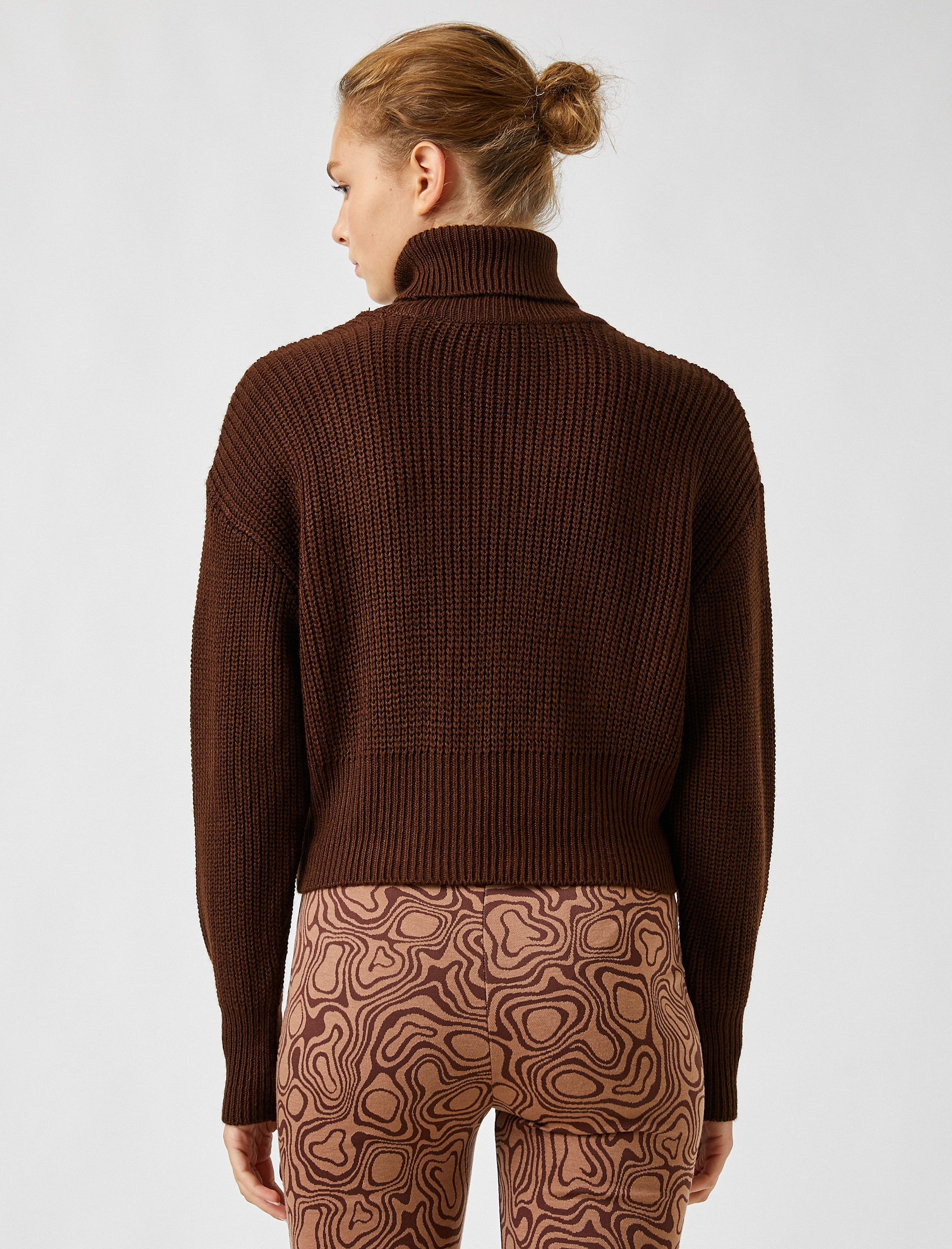   Oversize Balıkçı Yaka Kazak Triko Uzun Kollu Kaşmir Dokulu